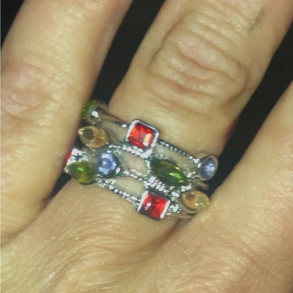 Multicolored Sterling Silver Ring size 7 - Picture 2 of 6